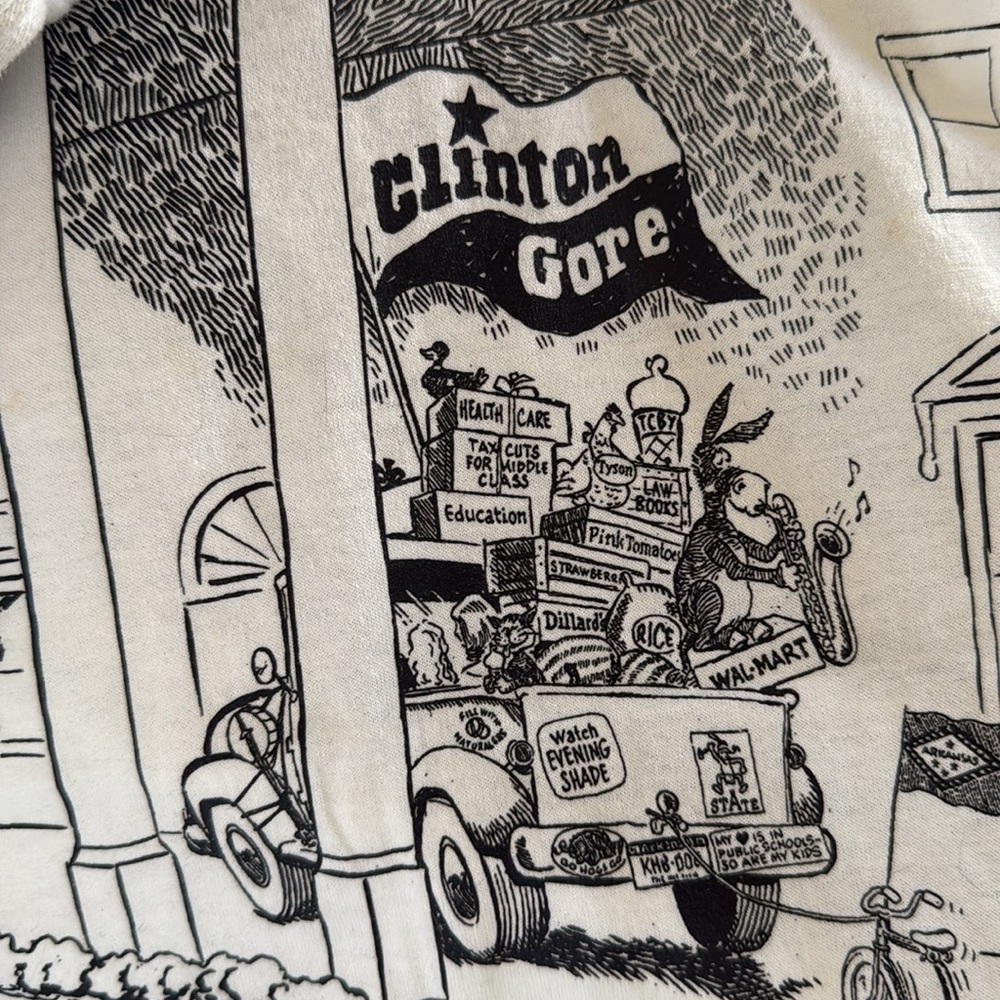 Vintage Signed & hand drawn Clinton & Gore Political T-Shirt Comic by Geo Fisher - Picture 8 of 10